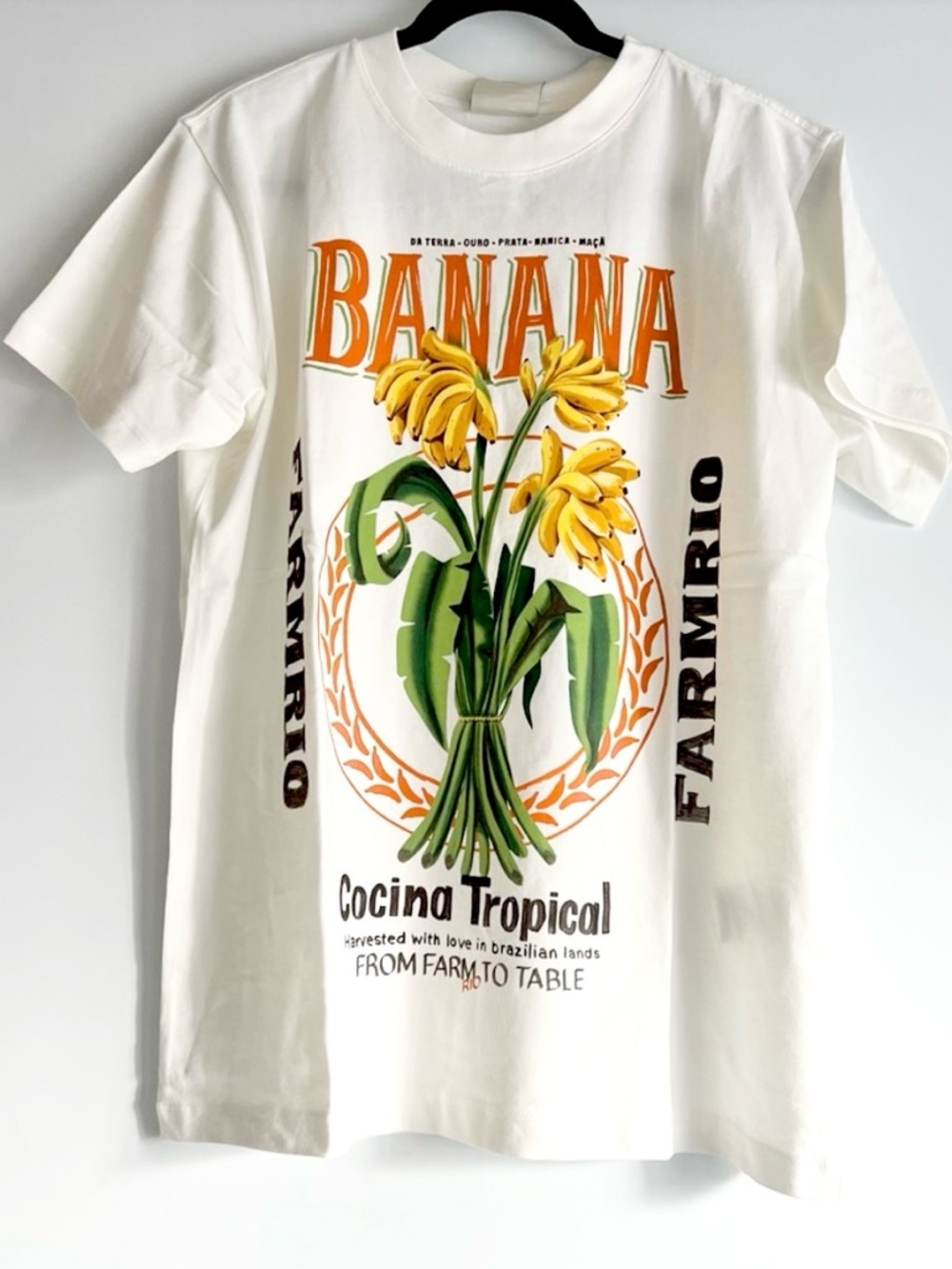 FARM Rio Off-White Banana Cocina Relaxed T-Shirt Size XS NWT